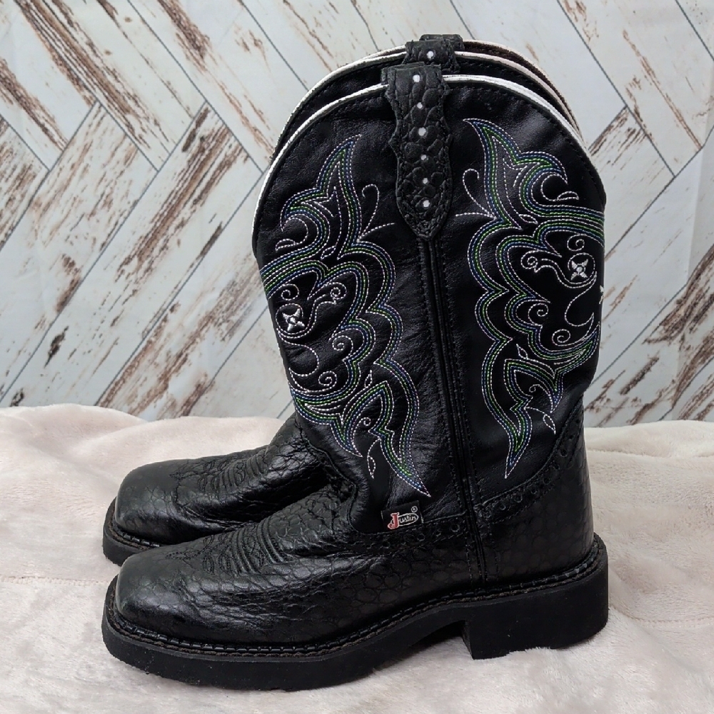 Justin Gypsy Women's L9993 Black Leather Mid Calf Western